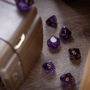 Dwarf Cut Purple Amethyst Gemstone Premium DND Dice Set - Bards & Cards