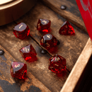 Dwarf Cut Red Gemstone Glass Premium DND Dice Set - Bards & Cards
