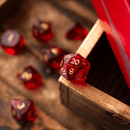 Dwarf Cut Red Gemstone Glass Premium DND Dice Set - Bards & Cards