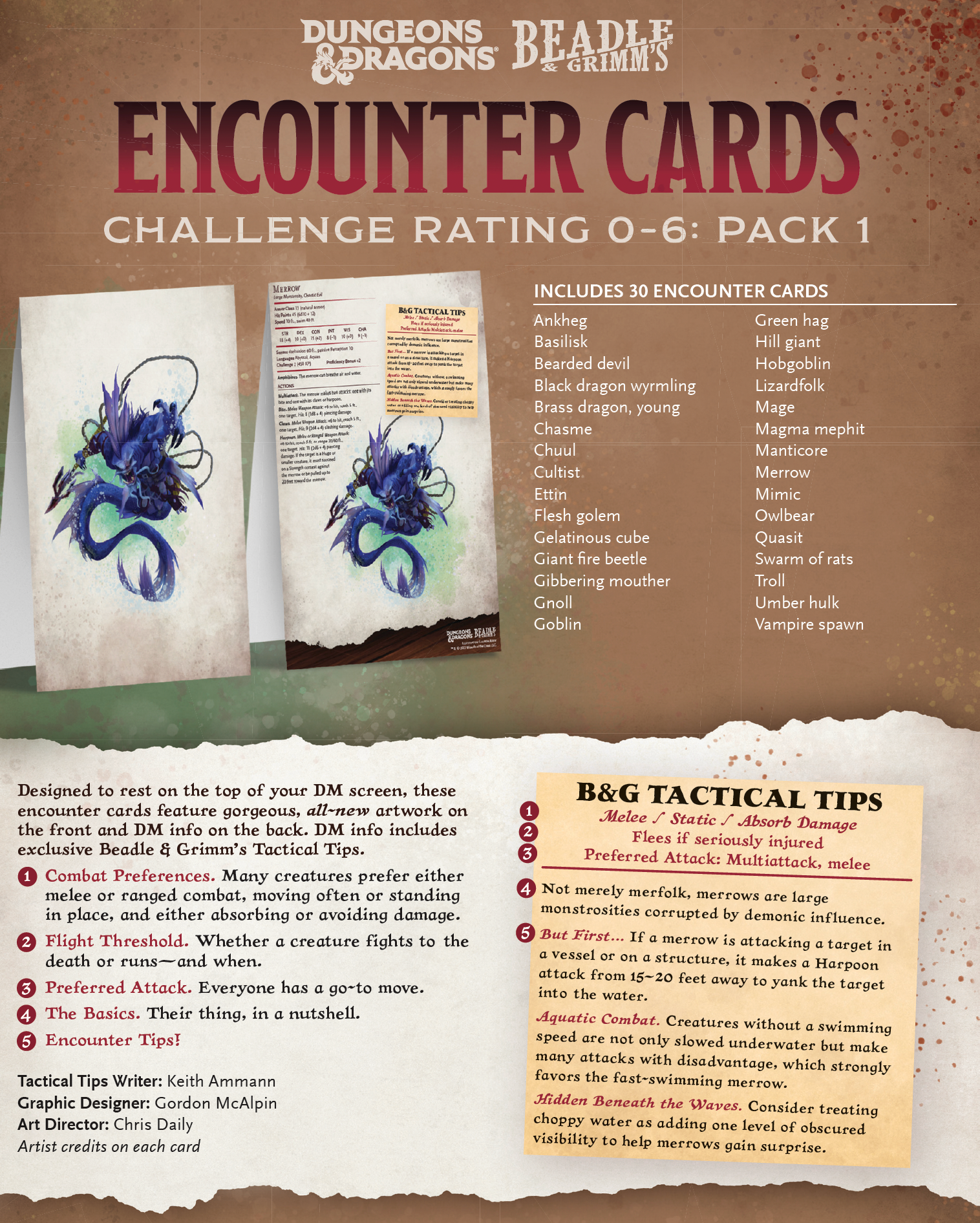 Encounter Cards (D&D) - Challenge Rating 0-6 PACK 1 - Bards & Cards