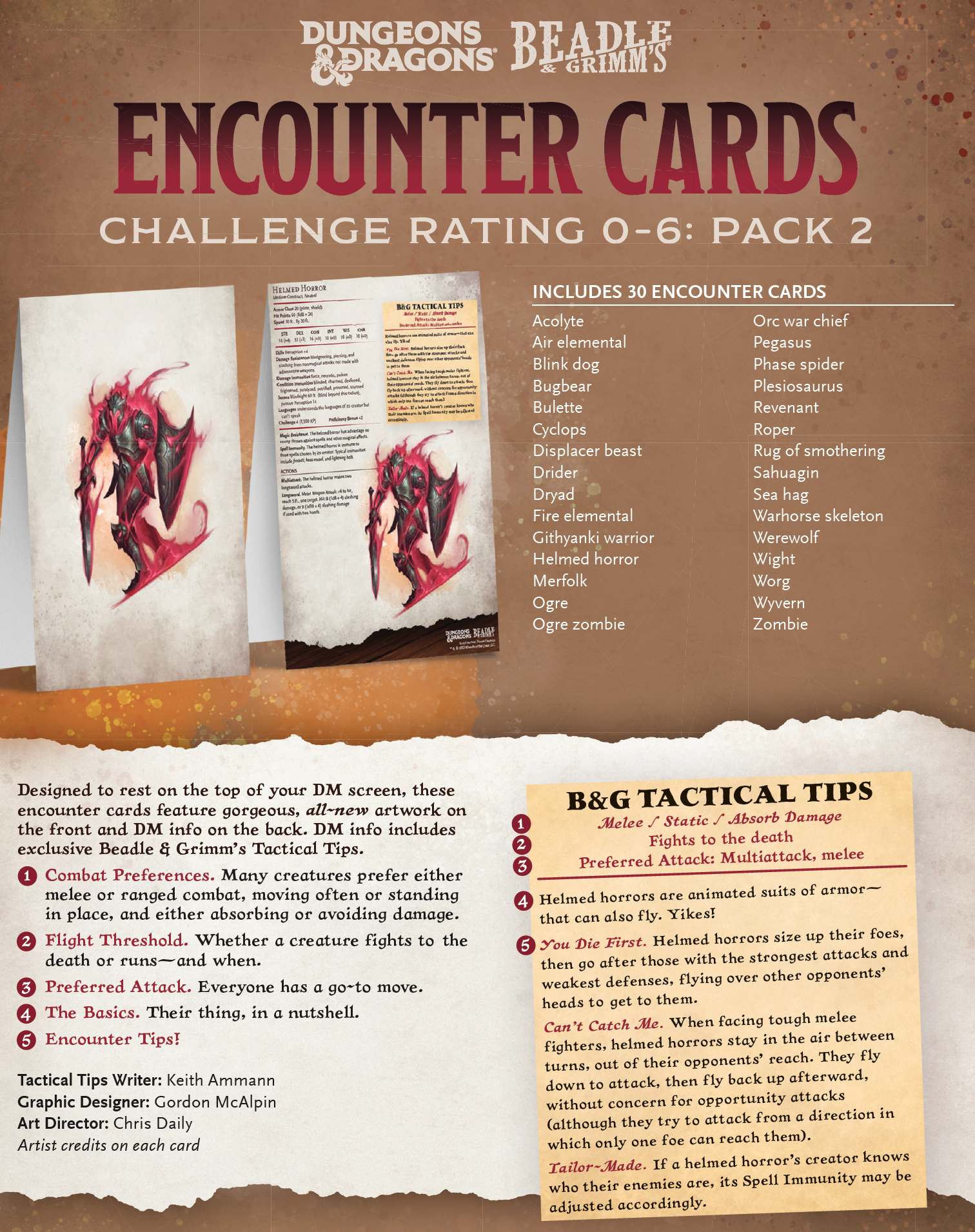 Encounter Cards (D&D) - Challenge Rating 0-6 PACK 2 - Bards & Cards