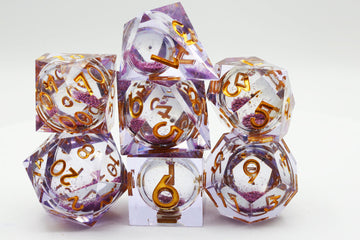 Sharp-Edged Liquid Core RPG Dice Set - Bards & Cards