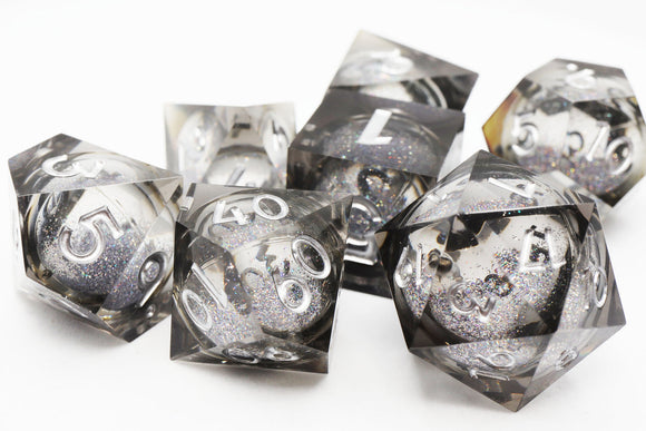 Sharp-Edged Liquid Core RPG Dice Set - Bards & Cards