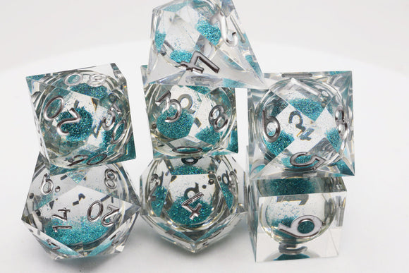Sharp-Edged Liquid Core RPG Dice Set - Bards & Cards