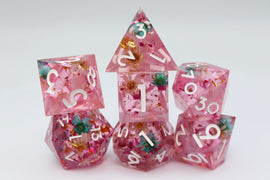 Sharp Edge Resin RPG Dice Set - Floral Wind - Bards & Cards