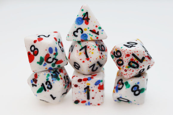 Paint Splatter RPG Dice Set - Bards & Cards