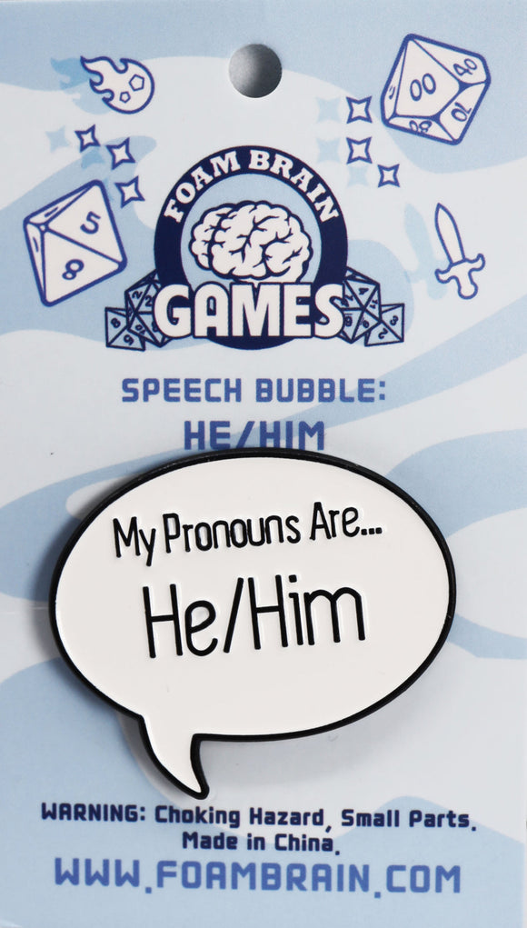 Foam Brain Games - Pronoun Speech Bubble Pins - Bards & Cards