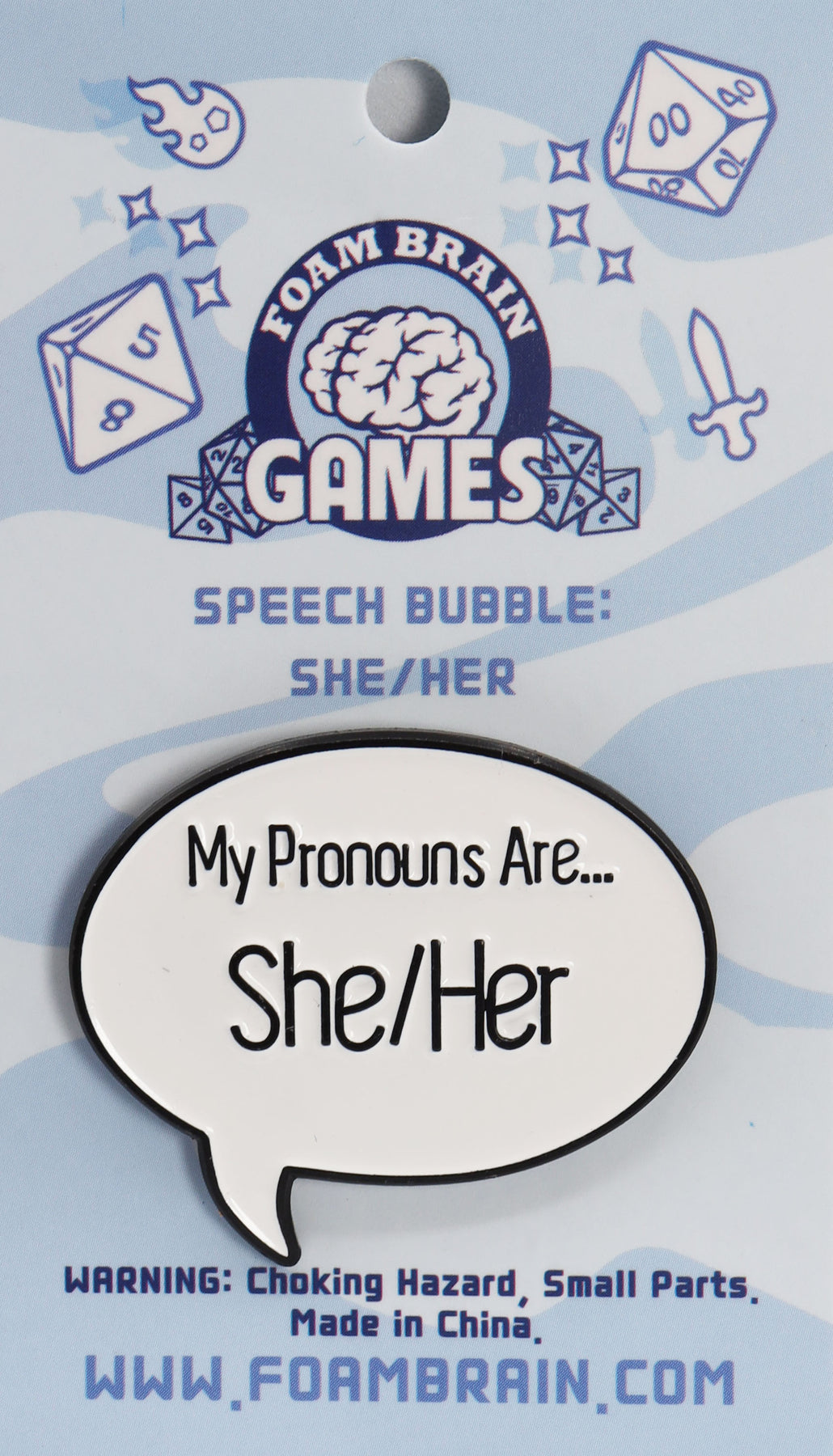 Foam Brain Games - Pronoun Speech Bubble Pins - Bards & Cards