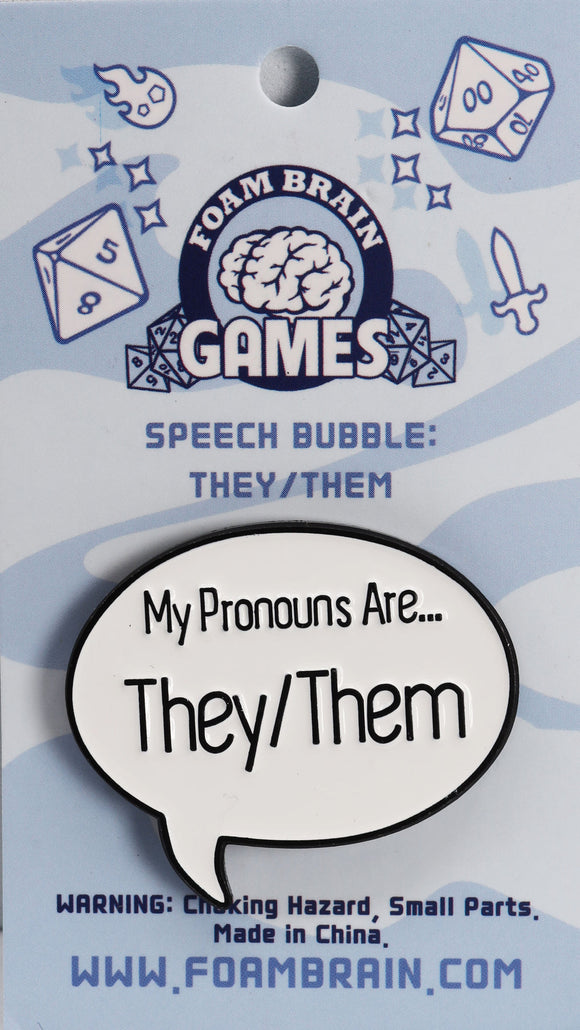 Foam Brain Games - Pronoun Speech Bubble Pins - Bards & Cards