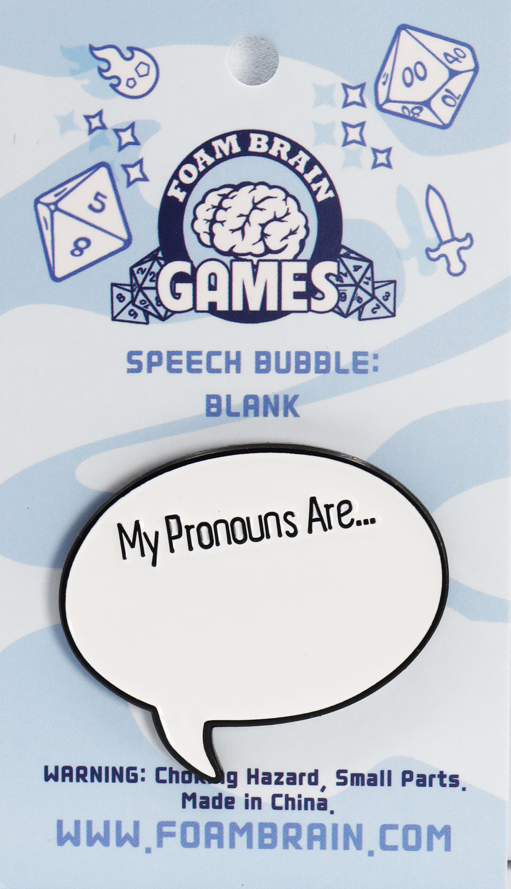 Foam Brain Games - Pronoun Speech Bubble Pins - Bards & Cards