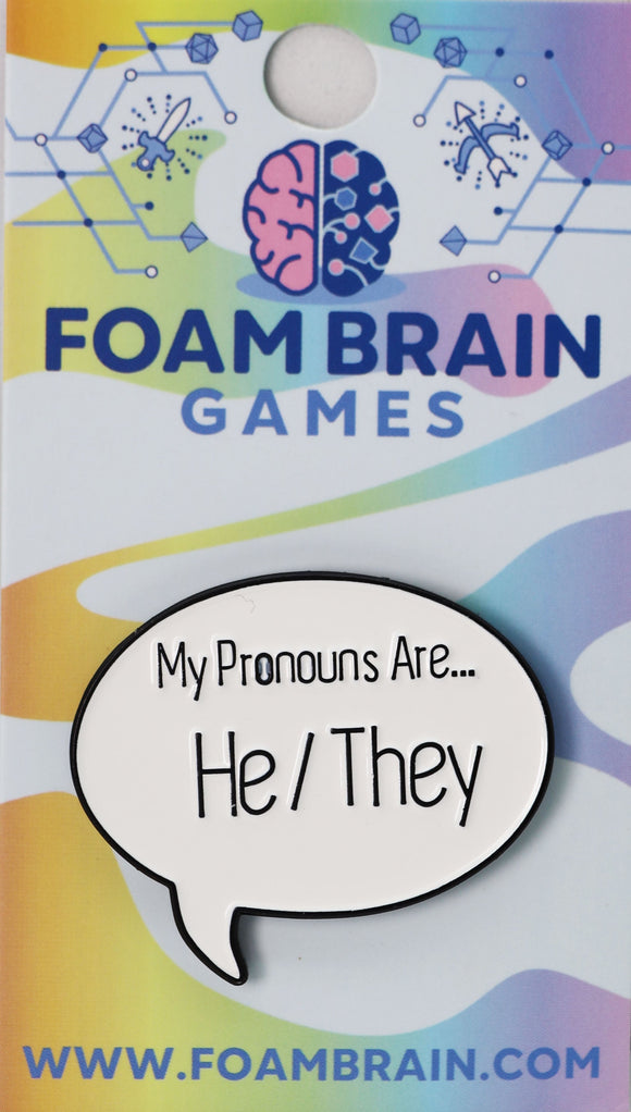 Foam Brain Games - Pronoun Speech Bubble Pins - Bards & Cards