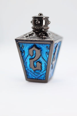 Moonlit Lantern: Midnight Frostfire - Metal RPG Dice Set - Bards & Cards