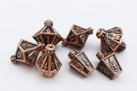 Moonlit Lantern: Coppered Flames - Metal RPG Dice Set - Bards & Cards