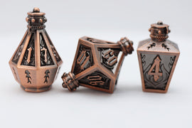 Moonlit Lantern: Coppered Flames - Metal RPG Dice Set - Bards & Cards