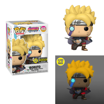 Funko POP! Boruto: Naruto Next Generations - Boruto with Marks (Glow in the Dark) Vinyl Figure #1035 Entertainment Earth Exclusive - Bards & Cards