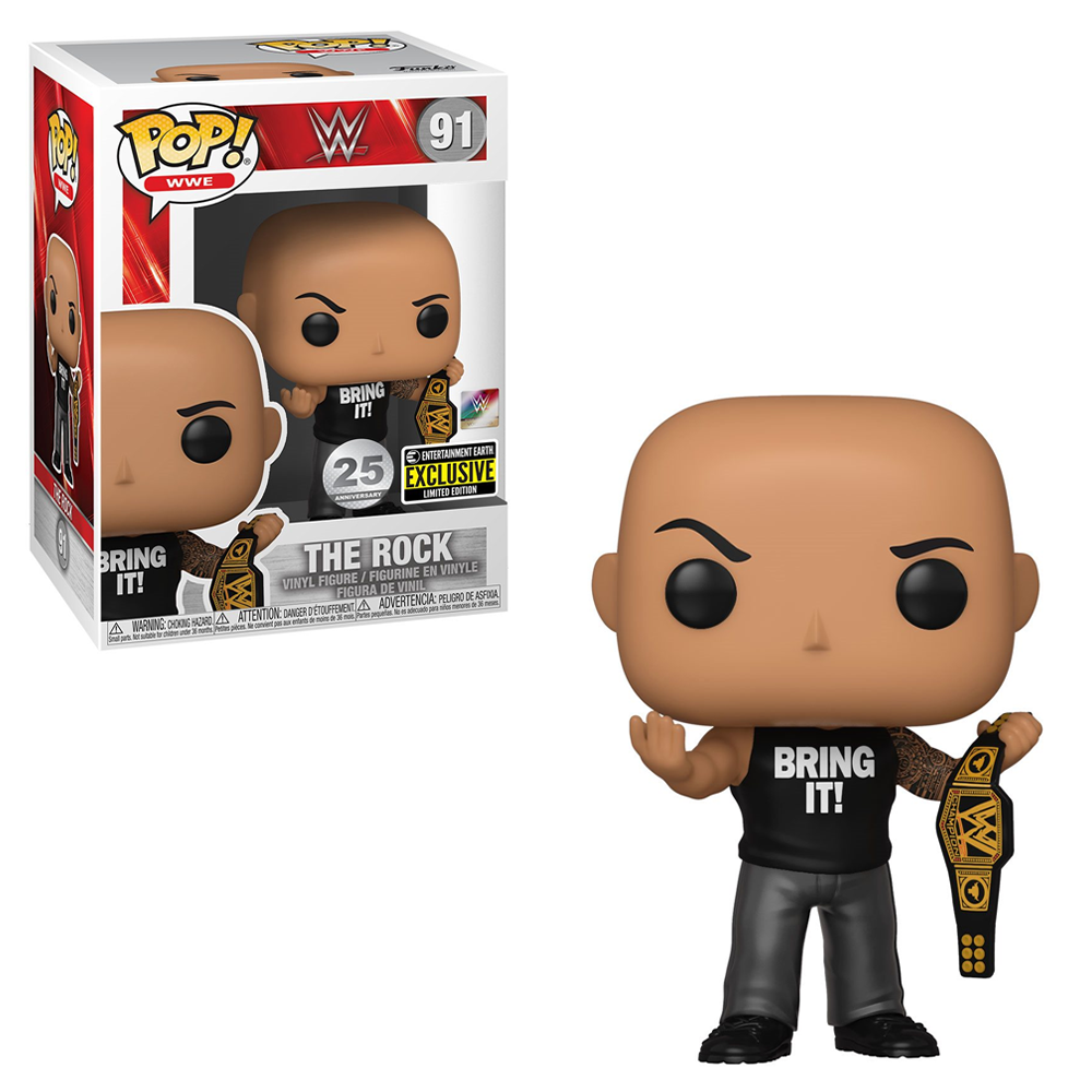 Funko POP! WWE - The Rock with Championship Belt Vinyl Figure #91 Entertainment Earth Exclusive [READ DESCRIPTION]