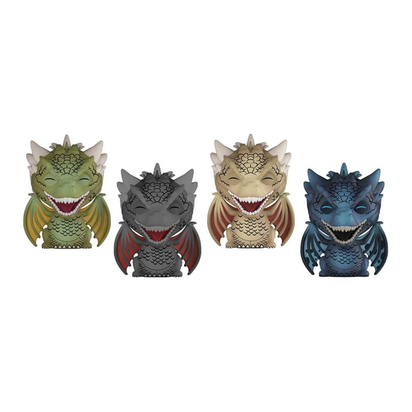 Funko Dorbz: Game of Thrones - Rhaegal, Drogon, Viserion, and Icy Viserion 4-Pack Vinyl Figure 2018 Summer Convention Exclusive - Bards & Cards