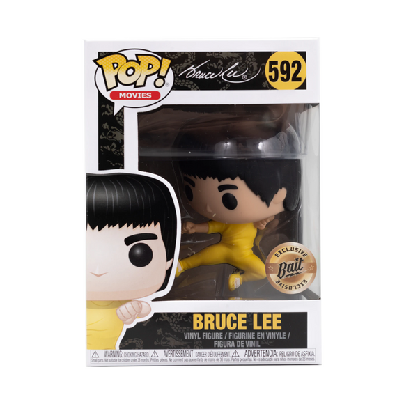 Funko POP! Enter the Dragon - Bruce Lee (Yellow) (Flying Man) Vinyl Figure #592 Bait Exclusive [READ DESCRIPTION] - Bards & Cards