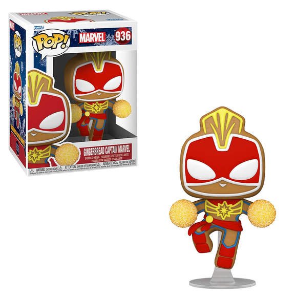 Funko POP! Marvel Holiday - Gingerbread Captain Marvel Vinyl Figure #936 - Bards & Cards