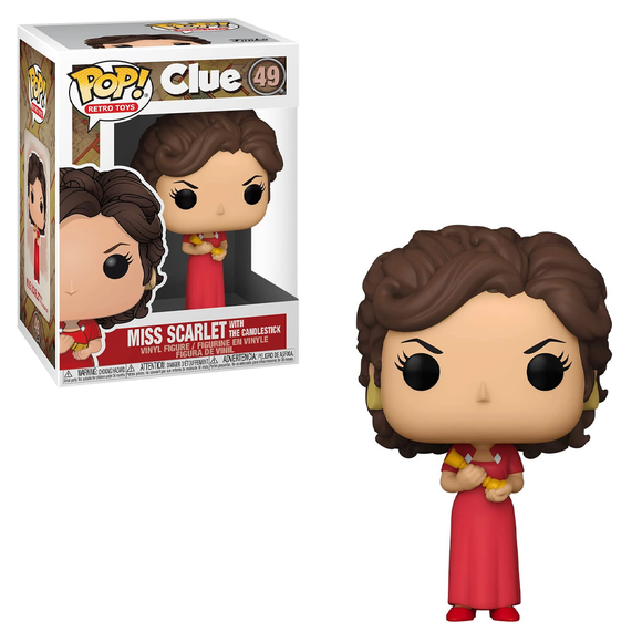 Funko POP! Clue - Miss Scarlet with Candlestick with Rope Vinyl Figure #49 - Bards & Cards