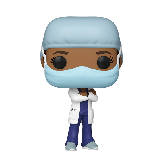 Funko POP! Heroes: Front Line Workers - Female (Blue Scrub with Coat) Vinyl Figure - Bards & Cards