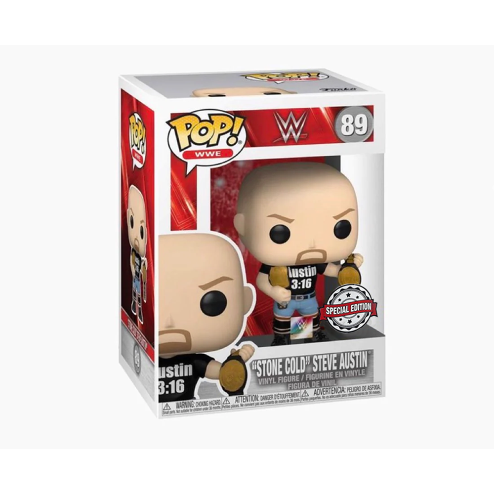 Funko POP! WWE - "Stone Cold" Steve Austin with Two Belts (Metallic) Vinyl Figure #89 Special Edition Exclusive