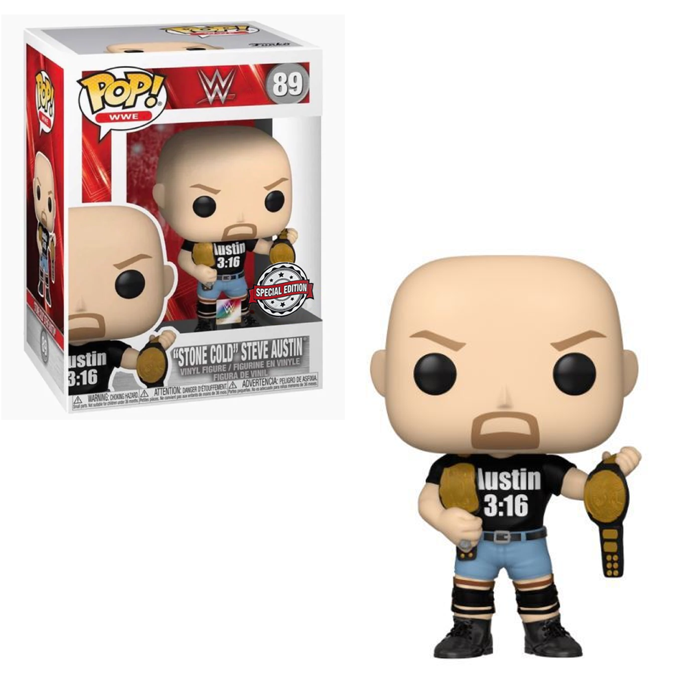 Funko POP! WWE - "Stone Cold" Steve Austin with Two Belts (Metallic) Vinyl Figure #89 Special Edition Exclusive