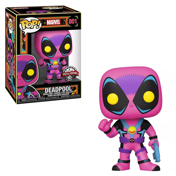 Funko POP! Marvel: X-Men Classic - Deadpool (Blacklight) Vinyl Figure #801 Special Edition Exclusive - Bards & Cards