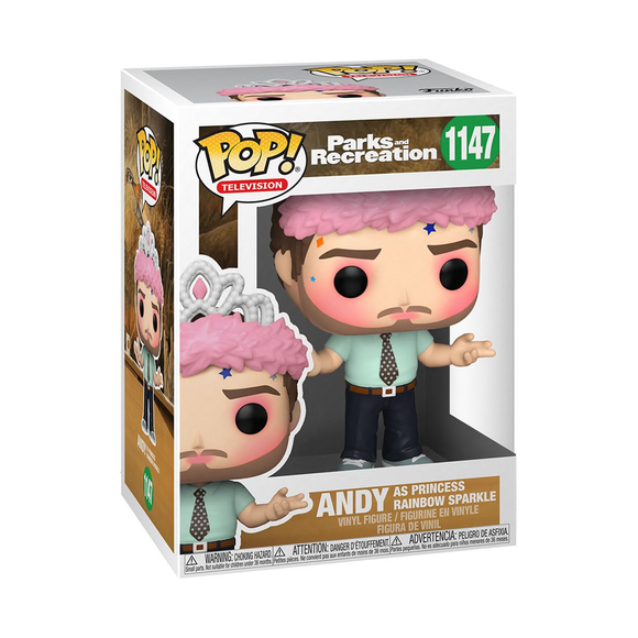 Funko POP! Parks and Recreation - Andy as Princess Rainbow Sparkle Vinyl Figure #1147 - Bards & Cards