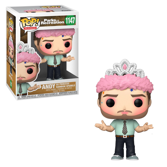 Funko POP! Parks and Recreation - Andy as Princess Rainbow Sparkle Vinyl Figure #1147 - Bards & Cards