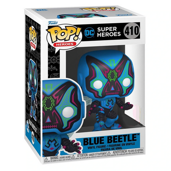 Funko POP! DC Super Heroes: Dia De Los - Blue Beetle Vinyl Figure #410 - Bards & Cards