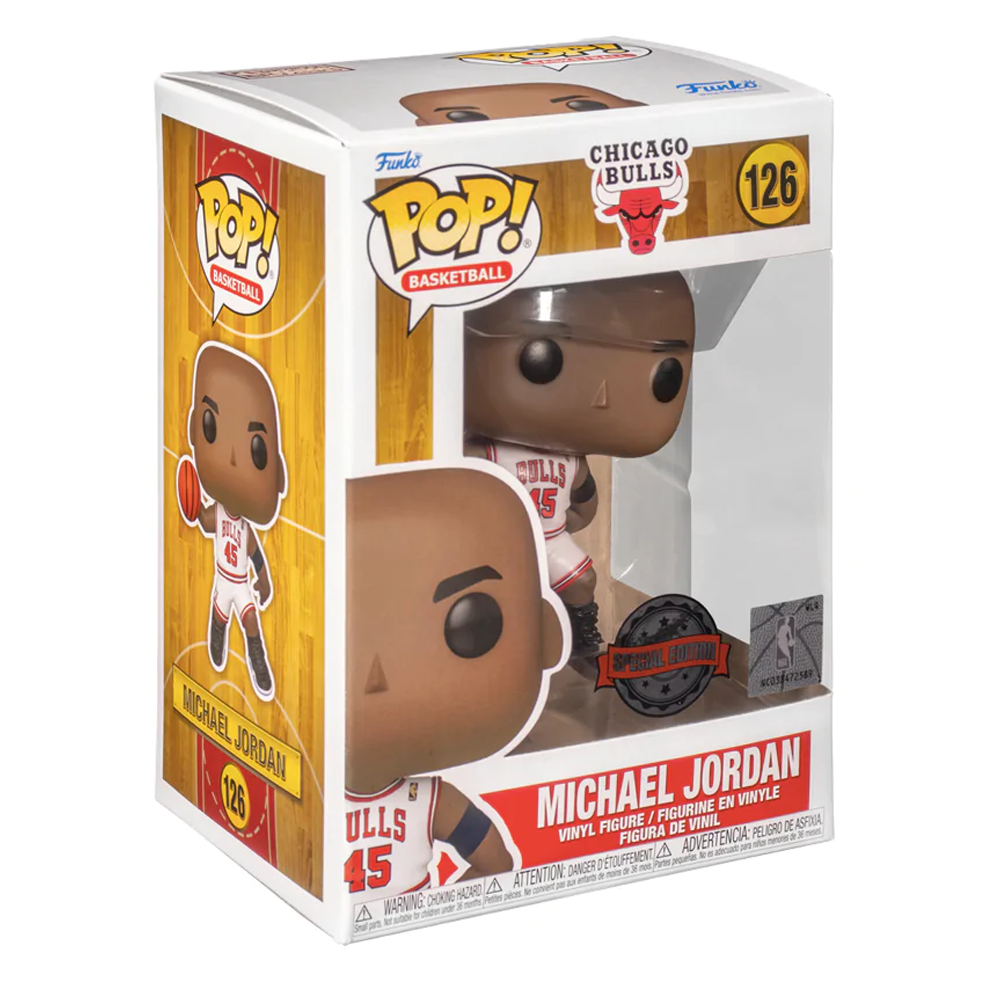 Funko POP! NBA: Chicago Bulls - Michael Jordan (White Jersey) Vinyl Figure #126 Special Edition Exclusive - Bards & Cards