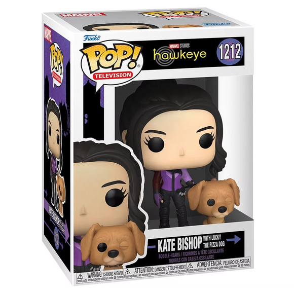 Funko POP! Marvel: Hawkeye - Kate Bishop with Lucky the Pizza Dog Vinyl Figure #1212 - Bards & Cards