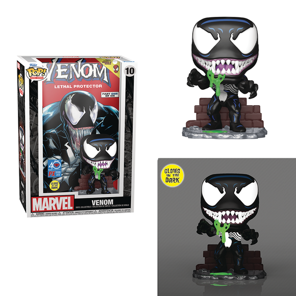 Funko POP! Comic Cover: Marvel - Venom (Glow in the Dark) Vinyl Figure #10 Preview Exclusive (PX) - Bards & Cards