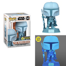 Funko POP! The Mandalorian - The Mandalorian Hologram (Glow in the Dark) Vinyl Figure #345 Entertainment Earth Exclusive - Bards & Cards