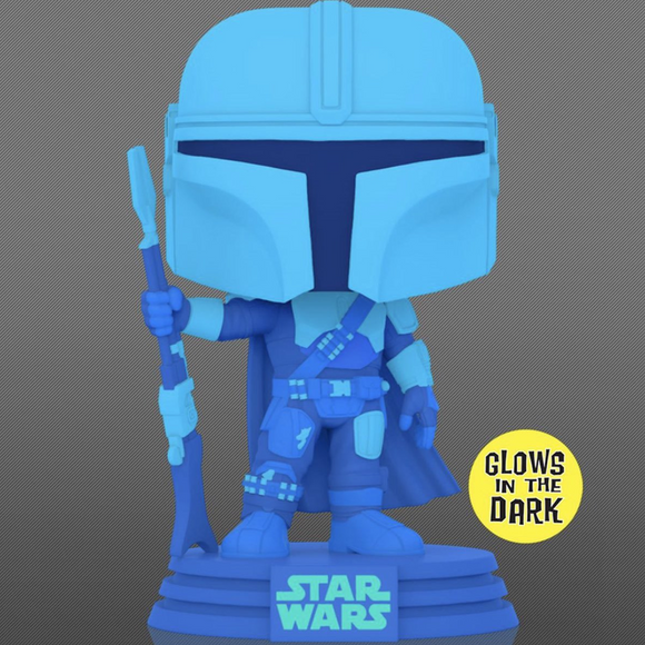 Funko POP! The Mandalorian - The Mandalorian Hologram (Glow in the Dark) Vinyl Figure #345 Entertainment Earth Exclusive - Bards & Cards
