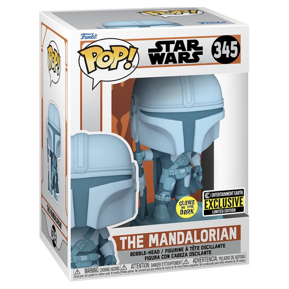 Funko POP! The Mandalorian - The Mandalorian Hologram (Glow in the Dark) Vinyl Figure #345 Entertainment Earth Exclusive - Bards & Cards