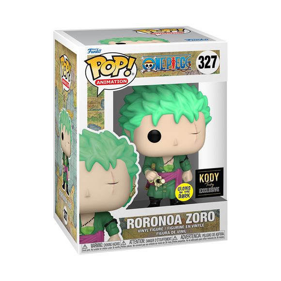 Funko POP! One Piece - Roronoa Zoro (Glow in the Dark) Vinyl Figure #327 Kody Trading Exclusive - Bards & Cards