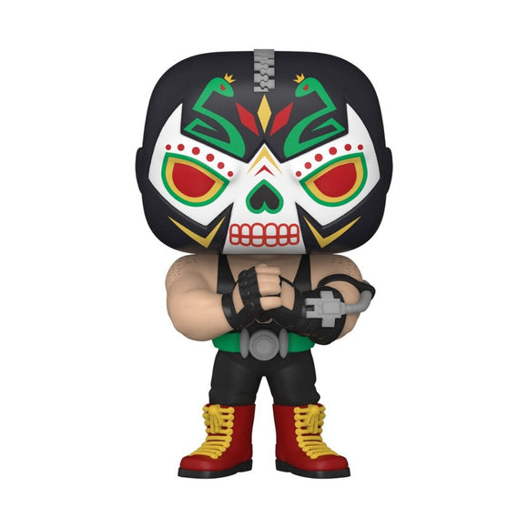 Funko POP! DC Super Heroes: Dia De Los - Bane (Glow in the Dark) Vinyl Figure Entertainment Earth Exclusive - Bards & Cards