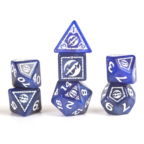 D&D Adventure Dice Set - Fighter Edition | Blue 17pc Collection - Bards & Cards