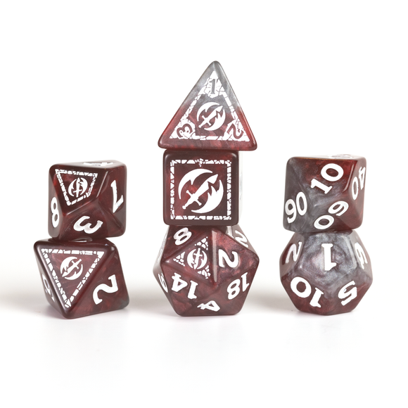 D&D Adventure Dice Set - Fighter Edition | Red 17pc Collection - Bards & Cards