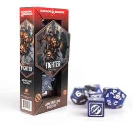 D&D Adventure Dice Set - Fighter Edition | Blue 17pc Collection - Bards & Cards