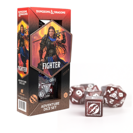 D&D Adventure Dice Set - Fighter Edition | Red 17pc Collection - Bards & Cards