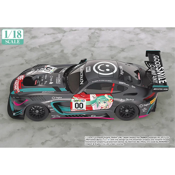 Good Smile Racing: Vocaloid - Racing Hatsune Miku AMG (2017 SPA24H Finals Ver.) 1/18 Scale Resin Miniature Car Figure - Bards & Cards