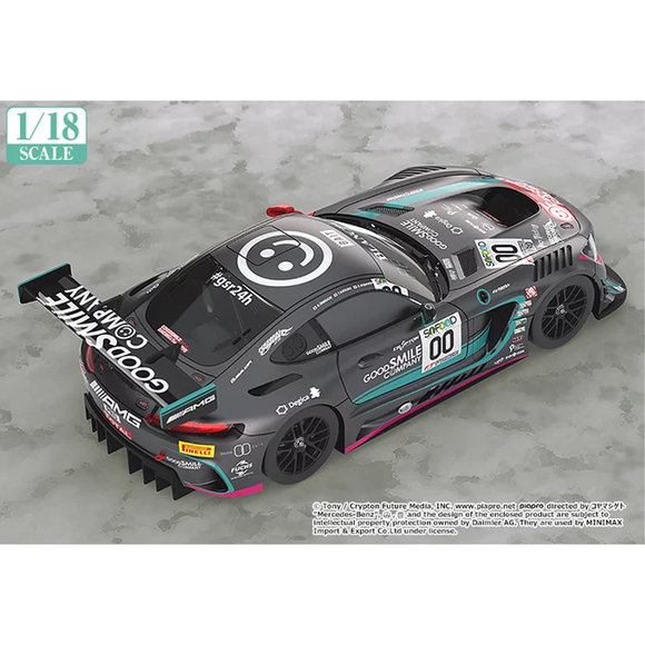 Good Smile Racing: Vocaloid - Racing Hatsune Miku AMG (2017 SPA24H Finals Ver.) 1/18 Scale Resin Miniature Car Figure - Bards & Cards