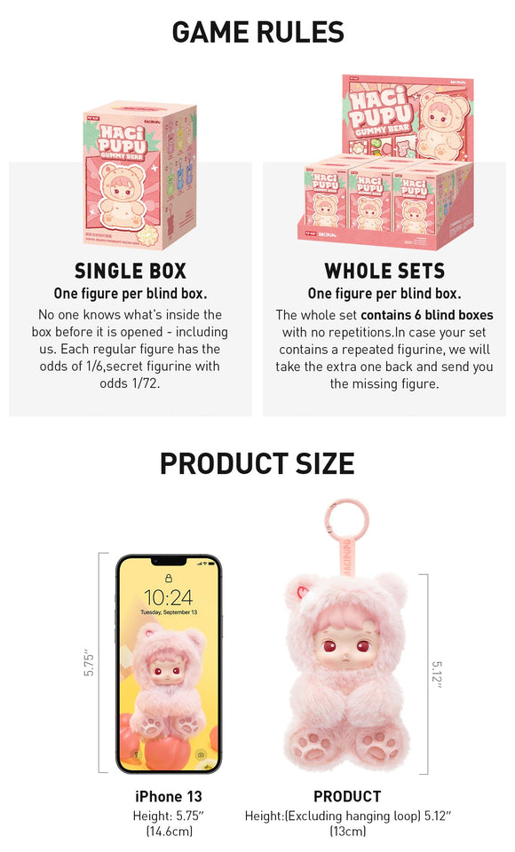 Hacipupu Gummy Bear Series - Vinyl Plush Pendant Blind Box - Bards & Cards