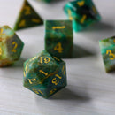 Gemstone Azurite Hand Carved DND Dice Set - Bards & Cards