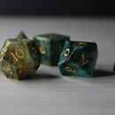 Gemstone Azurite Hand Carved DND Dice Set - Bards & Cards