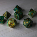 Gemstone Azurite Hand Carved DND Dice Set - Bards & Cards