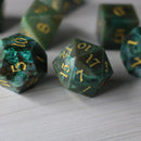 Gemstone Azurite Hand Carved DND Dice Set - Bards & Cards